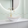 Chậu Lavabo Đặt Bàn Oval Thuyền Viền Vàng Vân Mây Navier NV-414VM