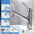 Vòi Lavabo Nóng Lạnh Đầu Dây Rút Thân Tròn Navier NV-632T