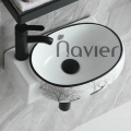 Chậu Lavabo Treo Tường Trắng Hoạ Tiết Hươu Cao Cấp Navier NV-345HV