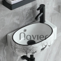 Chậu Lavabo Treo Tường Trắng Hoạ Tiết Hươu Cao Cấp Navier NV-345HV