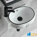 Chậu Lavabo Treo Tường Trắng Hoạ Tiết Hươu Cao Cấp Navier NV-345HV