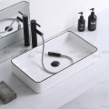 Chậu Lavabo Đặt Bàn Chữ Nhật Viền Đen Navier NV-437VD