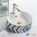 Chậu Lavabo Đặt Bàn Tròn Hoa Văn Nghệ Thuật Navier NV-330