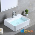 Chậu lavabo sứ trắng đặt bàn cao cấp Navier NV-409