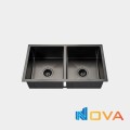 Chậu rửa chén nano đen 2hộc đều nhau Navier NV-8245DD