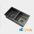 Chậu rửa chén nano đen 2hộc đều nhau Navier NV-8245DD