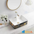 Chậu Lavabo Đặt Bàn Vuông Họa Tiết Tam Giác Navier NV-327