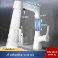 Vòi lavabo nóng lạnh đầu dây rút thân xoay 360 trắng Navier NV-635T