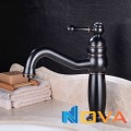 Vòi lavabo đồng thau đúc sơn đen 20cm Lucky LK-7002