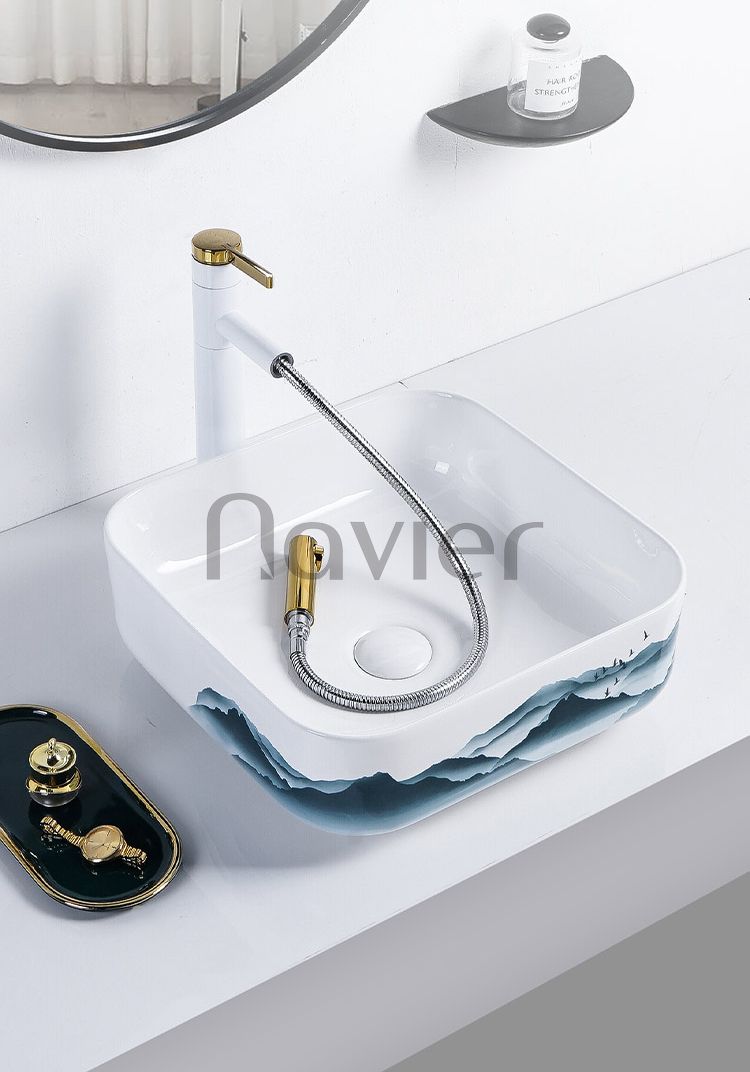 thiết kế của chậu lavabo đặt bàn vuông