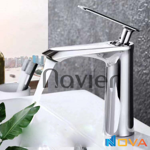 Vòi lavabo nóng lạnh đồng thau mạ crom