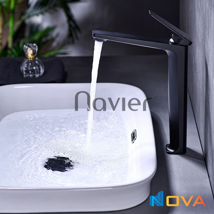 Vòi lavabo nóng lạnh đồng thau sơn tĩnh điện cao cấp Navier